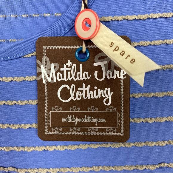 Matilda Jane Blue&Gray Stripe Exploration Dress Sz.XS NWT - Picture 9 of 16